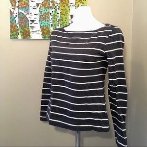 Grey and white stripe long sleeve shirt